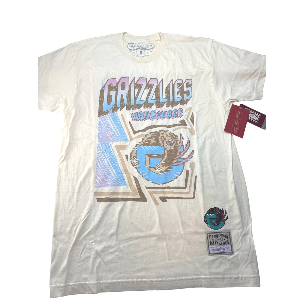 Mitchell & Ness Vancouver Grizzlies Lemonade Cream Tee Shirt Mens Medium New‎